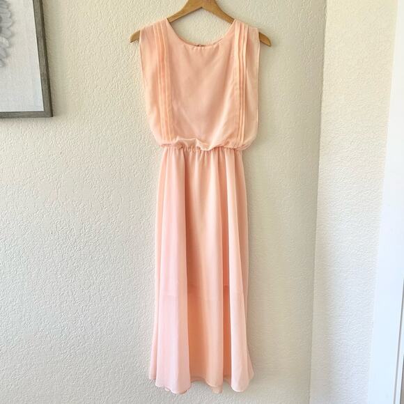 Gilli New York Light Pink Chiffon Maxi Dress Women’s Size Large - Picture 2 of 13